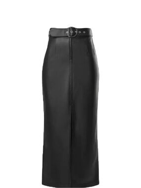 RTR Faux Leather Midi Skirt